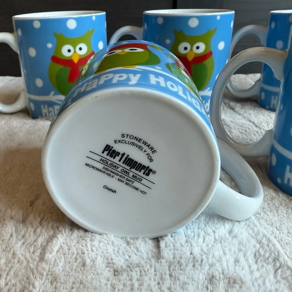 Pier 1 Christmas Mugs Set of 5